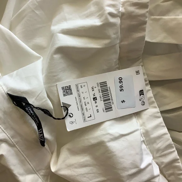Zara White Cotton Layered Mini Shirt Dress - Picture 10 of 11